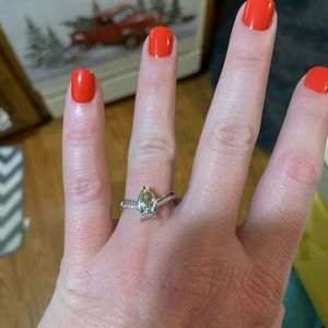 Owl design citrine and CZ ring